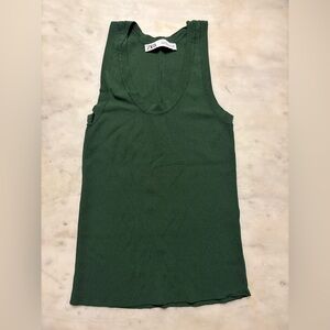 Zara Forest Green Ribbed Top